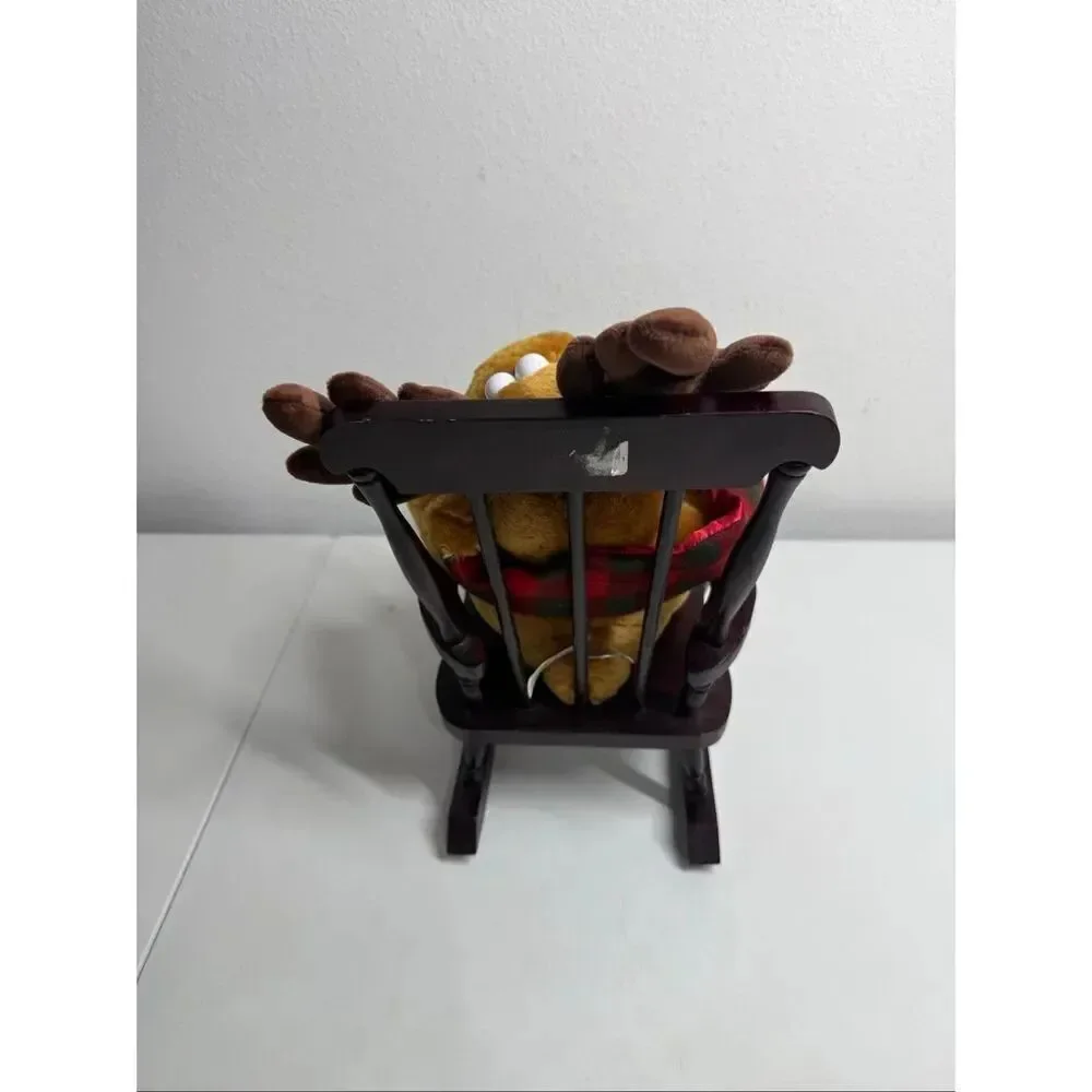 Dan Dee Animated Moose Plush in Grandma Wooden Rocking Chair Sings Christmas
